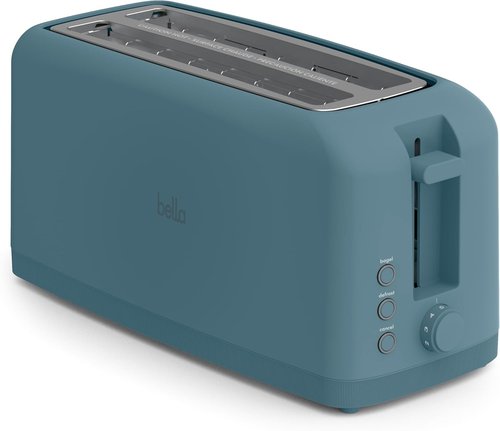 Bella 4-Slice Slim Toaster - 10” Long Slot with 6 Shade Settings, Reheat & Cancel Functions | Surf Color
