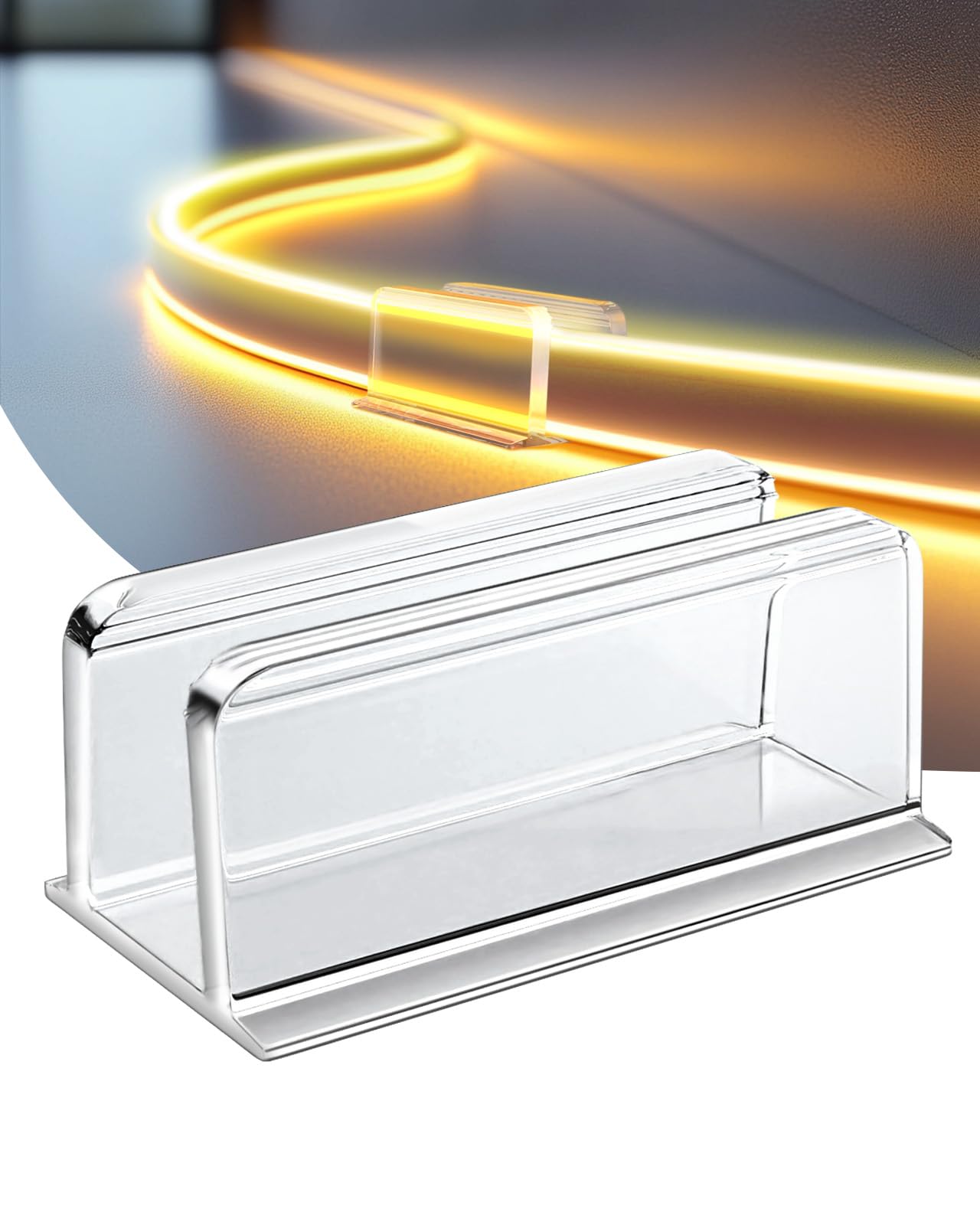 Neon Rope Light Clips Mounting - 24 Pcs Clear Waterproof LED Strip Clip Brackets - Adhesive Wall Mount Holder for Govee and Other Neon LED Lights Strips