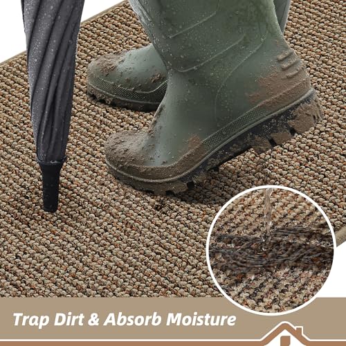BEQHAUSE Beige Dirt Trapper Door Mat 32x72 Inches Non-Slip Washable Entryway Rug