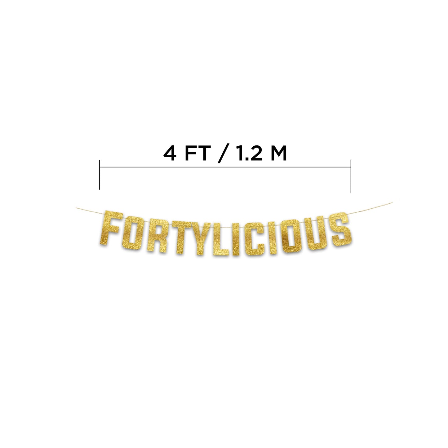 Pre-Strung Fortylicious Gold Glitter Banner - Funny 40th Birthday and Anniversary Decorations for Men and Women - Party Supplies and Gifts