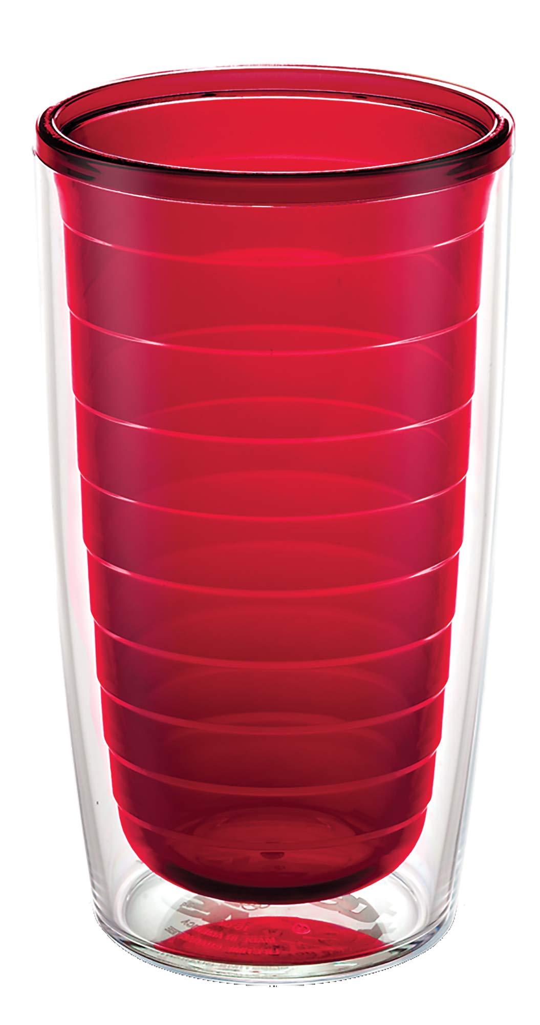 Tervis Clear & Colorful Tabletop Made in USA Double Walled Insulated Tumbler Travel Cup Keeps Drinks Cold & Hot, 16oz, Red