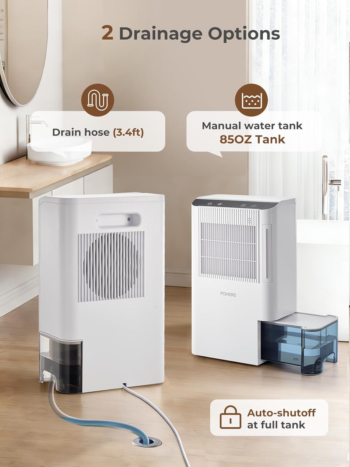 Skiennix Dehumidifier - 2000 Sq.Ft. Capacity with Auto Shut Off & 7 Color Light | Ideal for Home, Basement & Bathroom