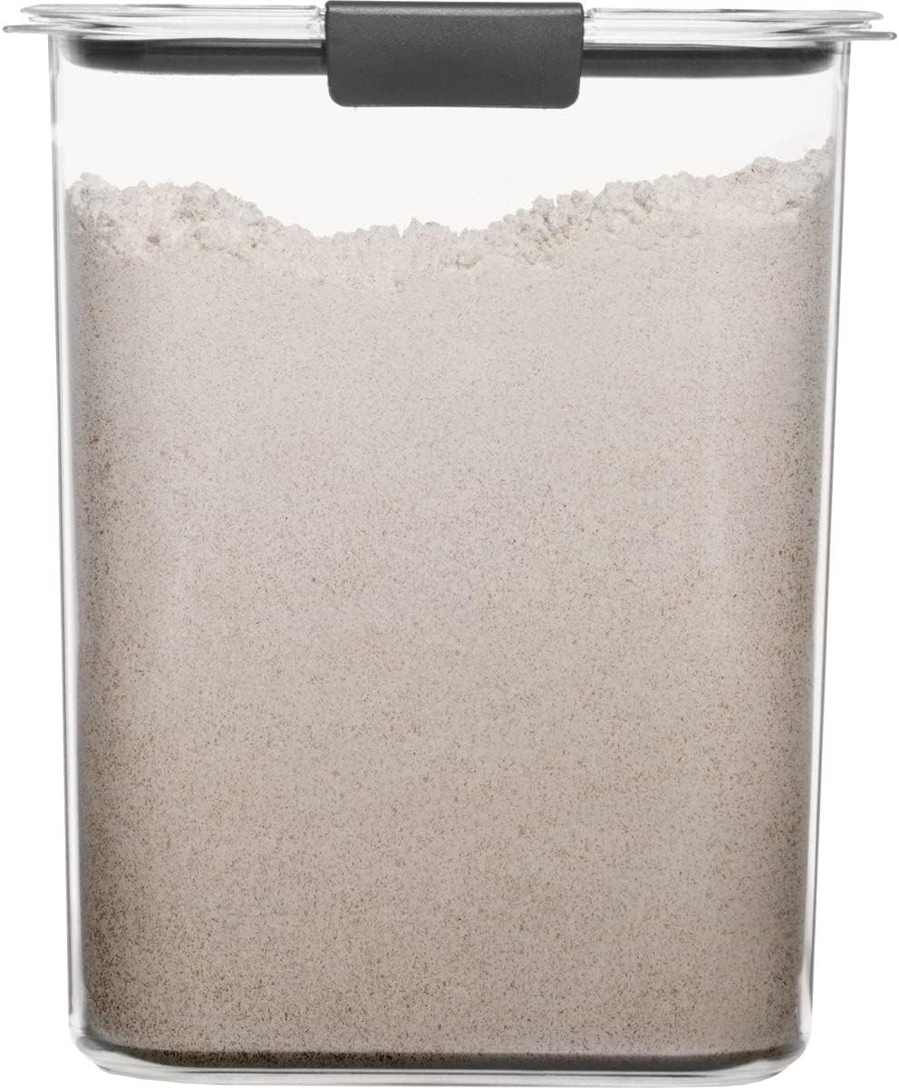 Rubbermaid Brilliance Food Storage Container - 16-Cup Airtight Design | Clear/Grey | Set of 2 for Pantry Organization