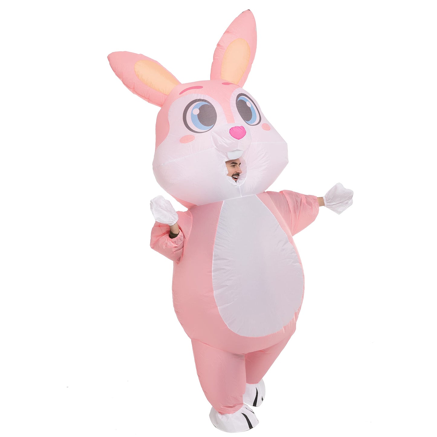 Spooktacular Creations Inflatable Costume Women, Pink Bunny Full Body Blow up Costume, Deluxe Halloween with a pair of Gloves for Adult Halloween Easter Themed Parties