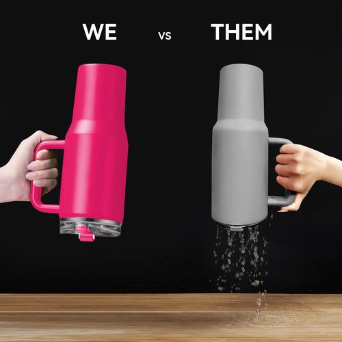 Gpeng 30 oz Tumbler with Handle, Water Bottles with Straw Lid, Insulated Stainless Steel Travel Mug Cup Holder Friendly, Keep Drinks Cold or Hot for Hours