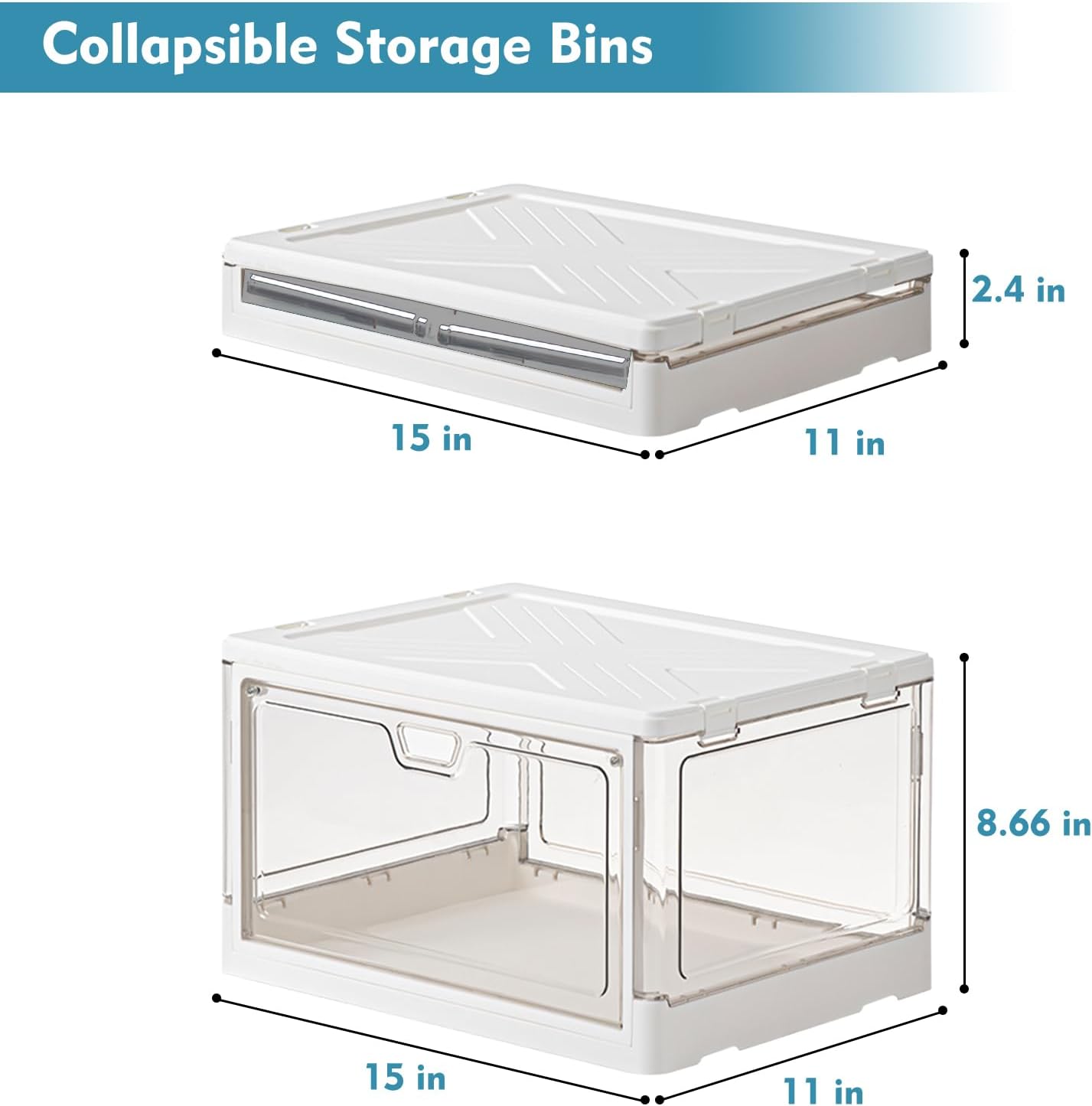Kmiectse Clear Storage Bin - Stackable & Sturdy 23 QT Plastic Bins with Lid | Multifunctional Folding Bins for Home