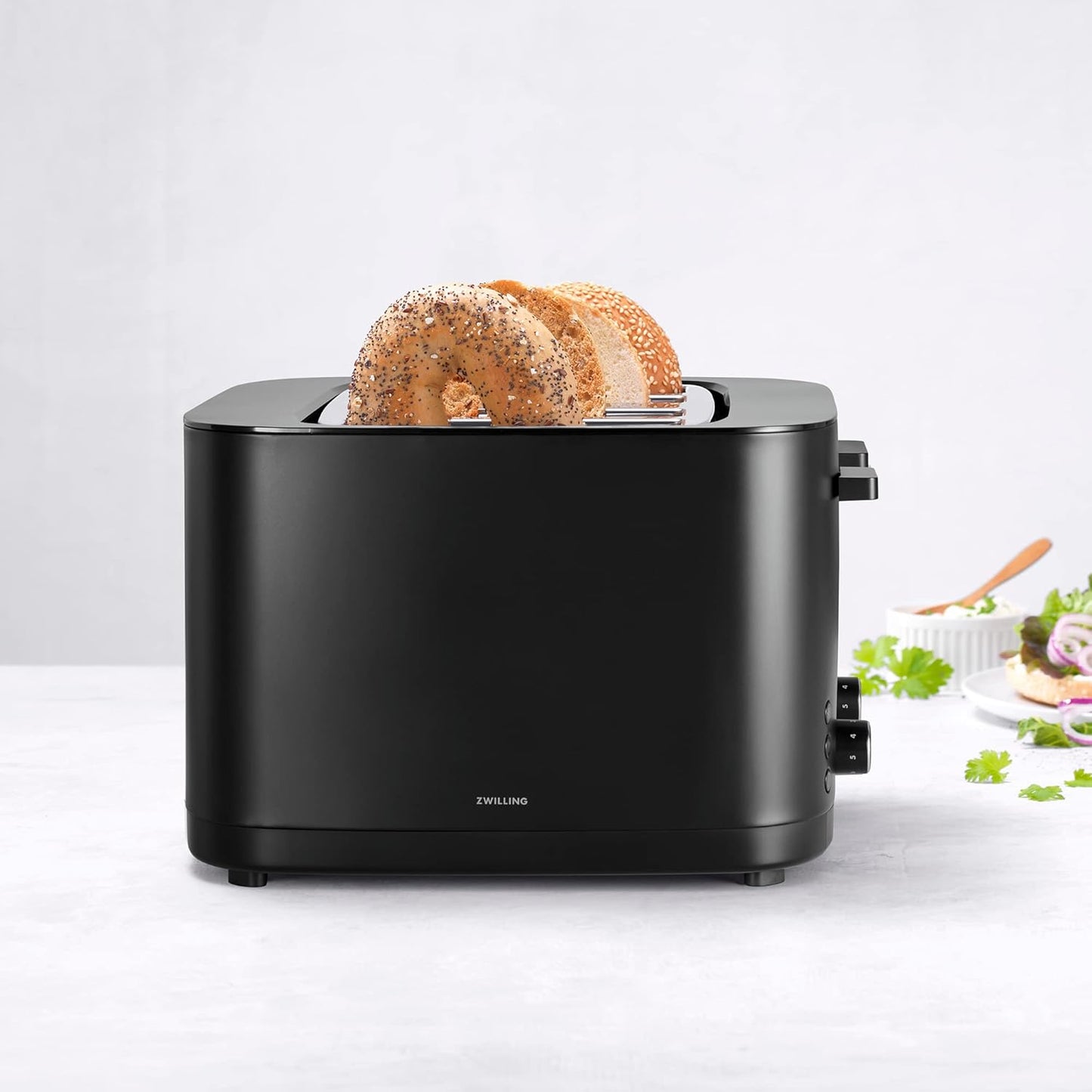 ZWILLING Enfinigy 2-Slice Toaster - Extra Wide 1.5" Slots for Bagels & Toast | Sleek Black Finish