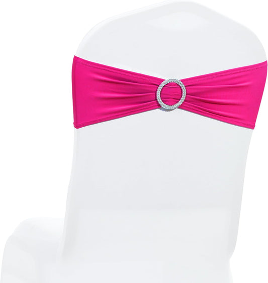 MDS Spandex Chair Sashes - Premium Stretch Covers with Buckle Slider for Weddings & Events | Magenta, Pack of 75