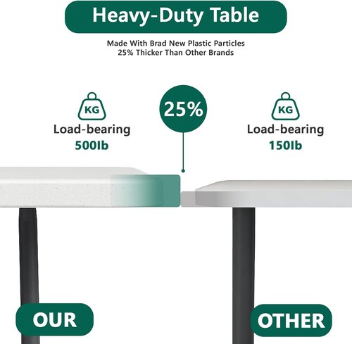 Folding Table 6ft - Heavy-Duty Plastic Utility Table with Handle | Portable & Foldable for Indoor/Outdoor Events