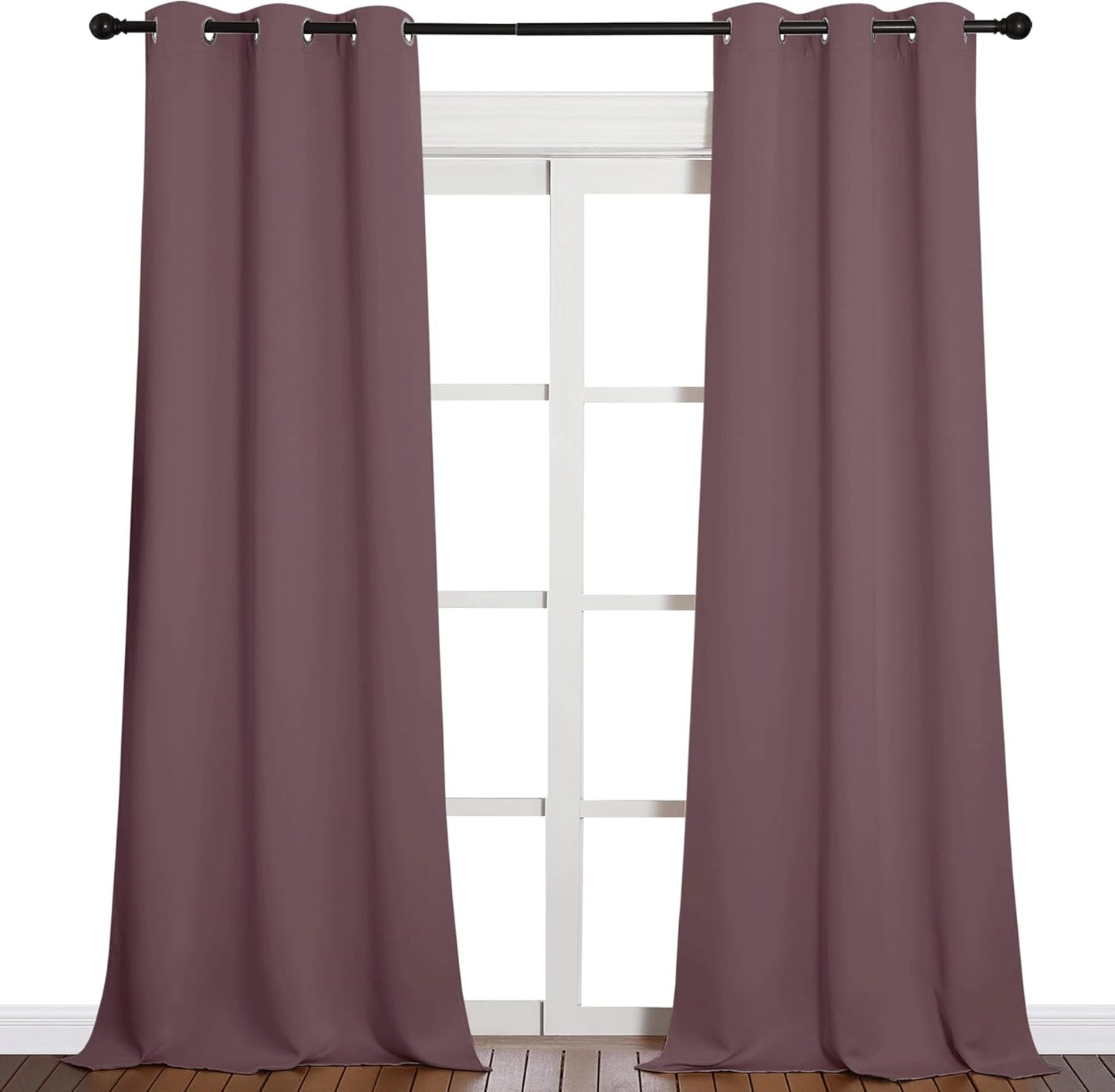 NICETOWN Blackout Curtains for Patio Glass Door - Dry Rose, 42" Wide x 95" Long, 1 Pair | Privacy Drapes for Bedroom & Living Room