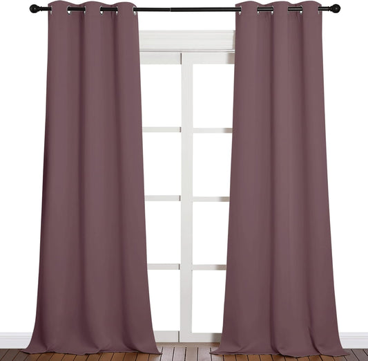 NICETOWN Blackout Curtains for Patio Glass Door - Dry Rose, 42" Wide x 95" Long, 1 Pair | Privacy Drapes for Bedroom & Living Room