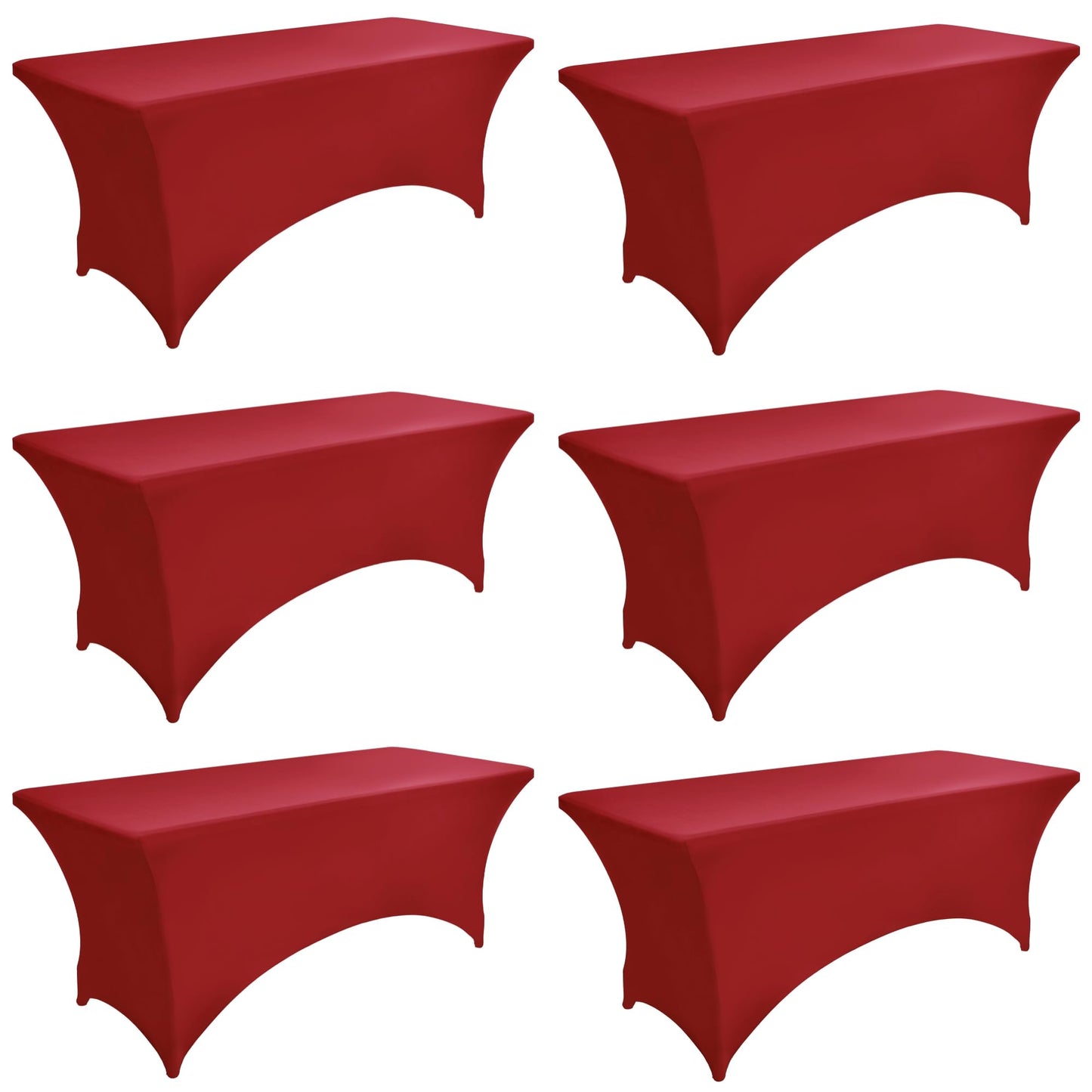 ZarzaaSik 6-Pack 6ft Spandex Table Covers for Rectangle Standard Folding Tables - Wrinkle Resistant Stretch Tablecloths - Ultimate Fitted Table Protector for Parties, Trade Shows, Wedding