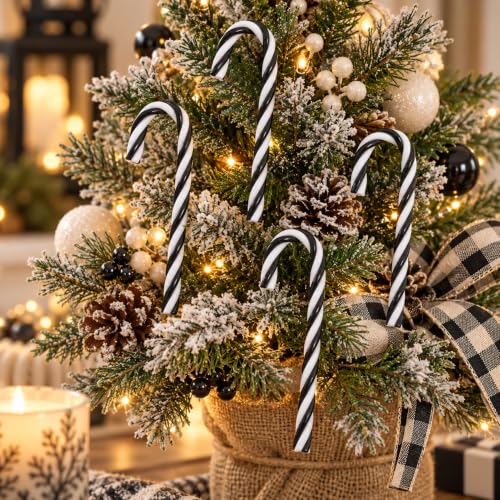 Fansenuo 32Pcs 12cm Black & White Christmas Candy Canes No-Hole (No Hole) – 32 plastic ornaments
