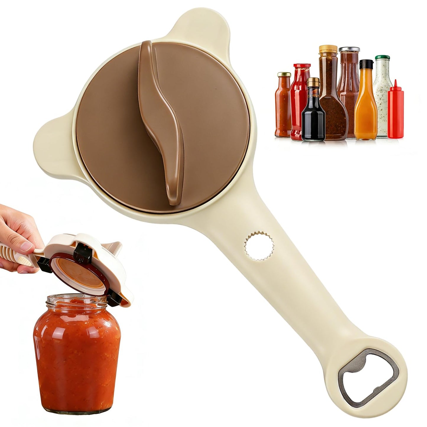4 in 1 Multi-Purpose Jar Opener for Weak Hands, 2026 New Adjustable Three Claw Bottle Opener with Non Slip Teeth,Multi-Size Lid Opener for Kitchen Jars and Bottles (1PC)