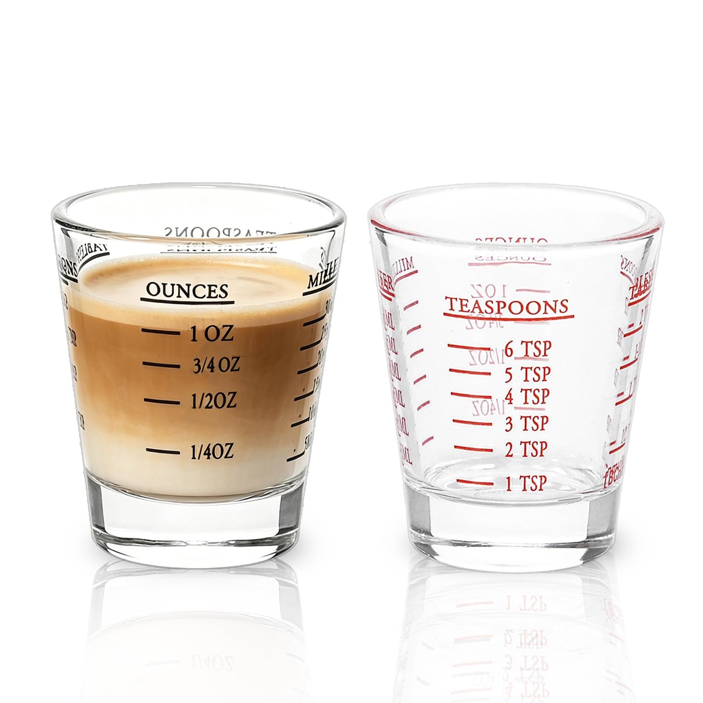 NCnnwovf Shot Glasses Measuring cup Liquid Heavy Base Wine Glass Espresso Shot Glass 26-Incremental Measurement 1oz, 6 Tsp, 2 Tbs, 30ml Black and Red