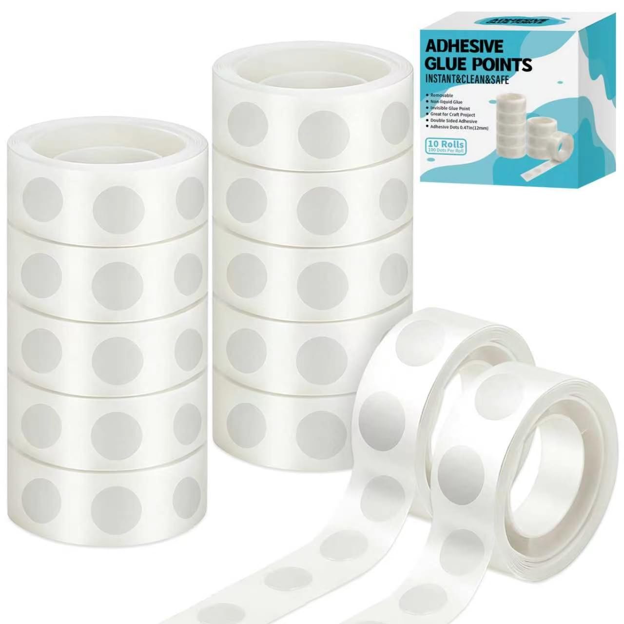 1000pcs Glue Point Clear Balloon Glue Removable Adhesive Dots Double Sided Dots of Glue Tape for Balloons Craft Glue Points Dots Sticky Dots or Wedding Decoration