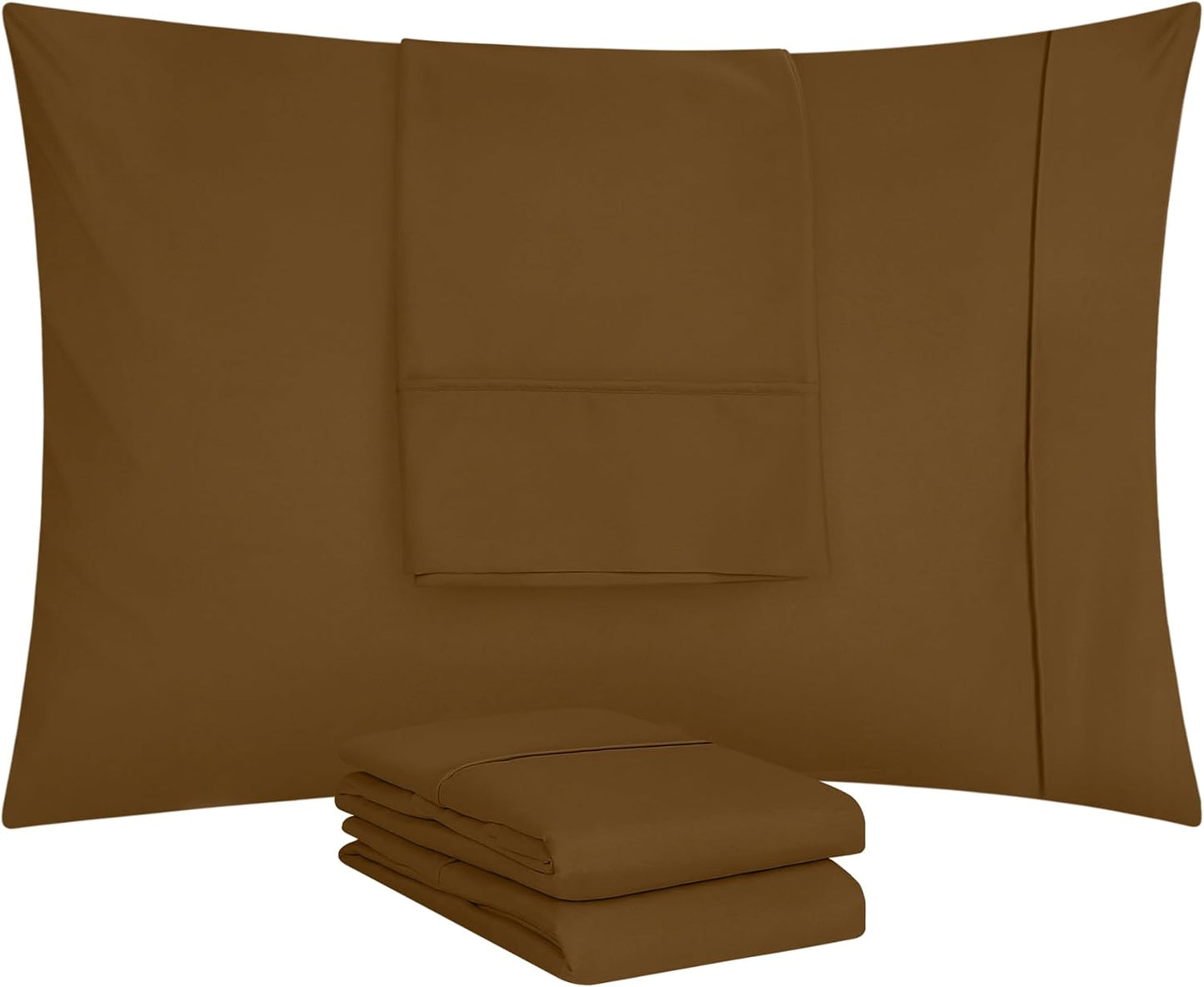 Utopia Bedding King Pillow Cases - 4 Pack Soft Brushed Microfiber - Fade Resistant 20 X 40 Inches | Mocha