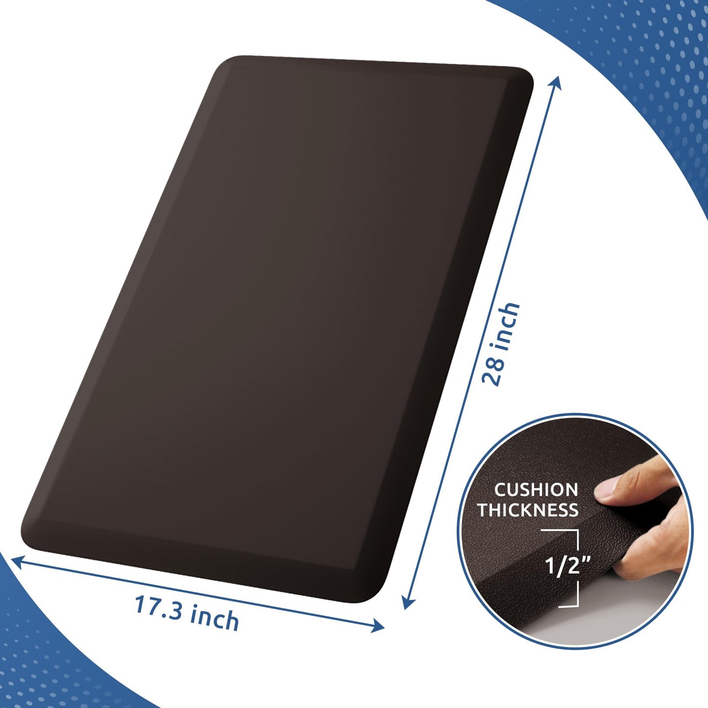 KitchenClouds Kitchen Mat Cushioned Anti Fatigue Rug 17.3"x28" Water Resistant Non Slip Standing Desk Mat Comfort Floor Mats for Kitchen House Sink Office (Chocolate)