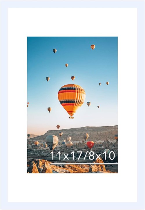JCJMY 11x17 Picture Frame - White Frame with 8x10 Mat for Photos | Shatter-Resistant Plexiglass