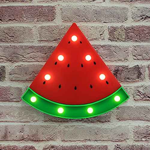 LED Marquee Signs Watermelon Night Lights, Battery Operated Watermelon Shaped Desk Table Lamp for Christmas Kids, Baby, Child, Girl Gift, Nursery Room, Wall Decor- Red Watermelon