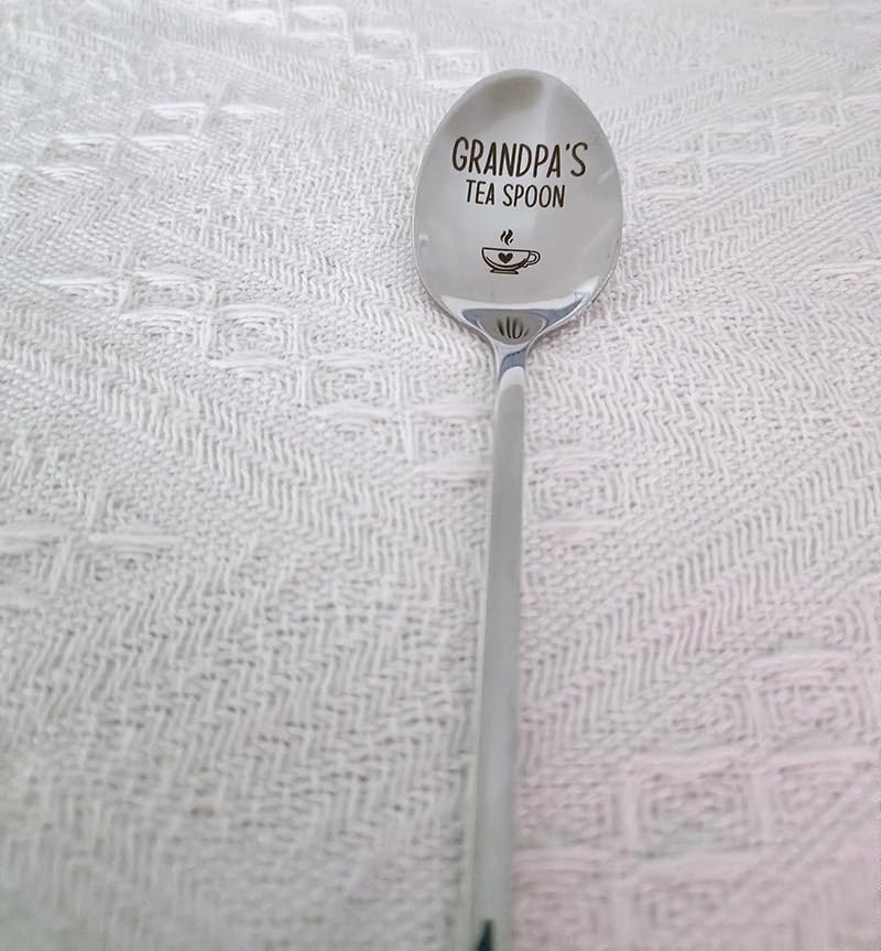 Grandpa's Tea Spoon - Engraved Stainless Steel Gift from Grandkids, Father's Day & Christmas Gift for Grandpa