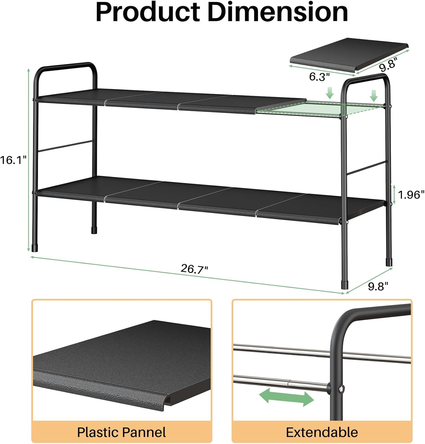 Kitstorack Expandable Shoe Rack - 2-Tier Adjustable Metal Organizer for Small Spaces | Easy to Clean & Soil Detachment Prevention