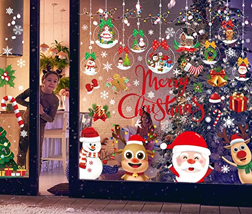 Funnlot Christmas Window Clings - 10 Sheets Holiday Decorations for Windows & Mirrors