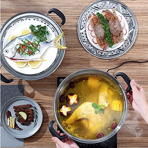 11 Inch Stainless Steel Steamer Pot with Lid - 2-Tier Multipurpose Cookware