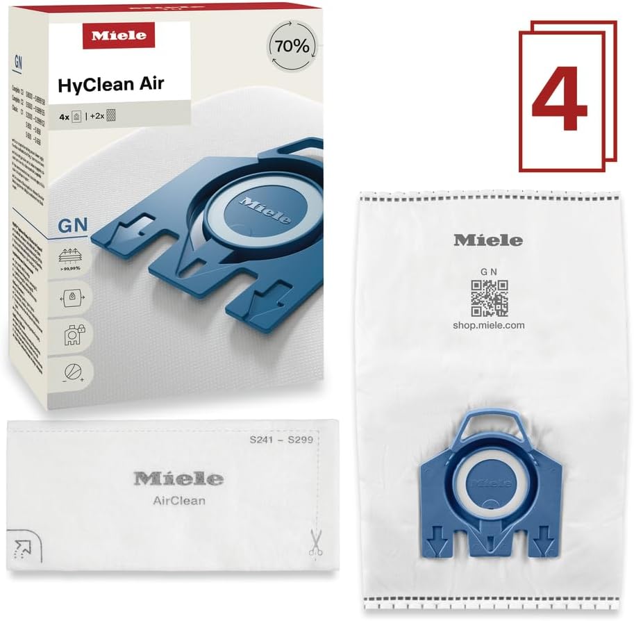 Miele Genuine AirClean GN Vacuum Cleaner Bags - 4 Pack for Miele Complete C2 & C3 Models
