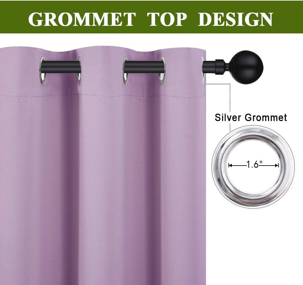 NICETOWN Blackout Curtains - Thermal Insulated Room Darkening Drapes for Living Room | Lilac, 2 PCs, W42 x L63 Inches