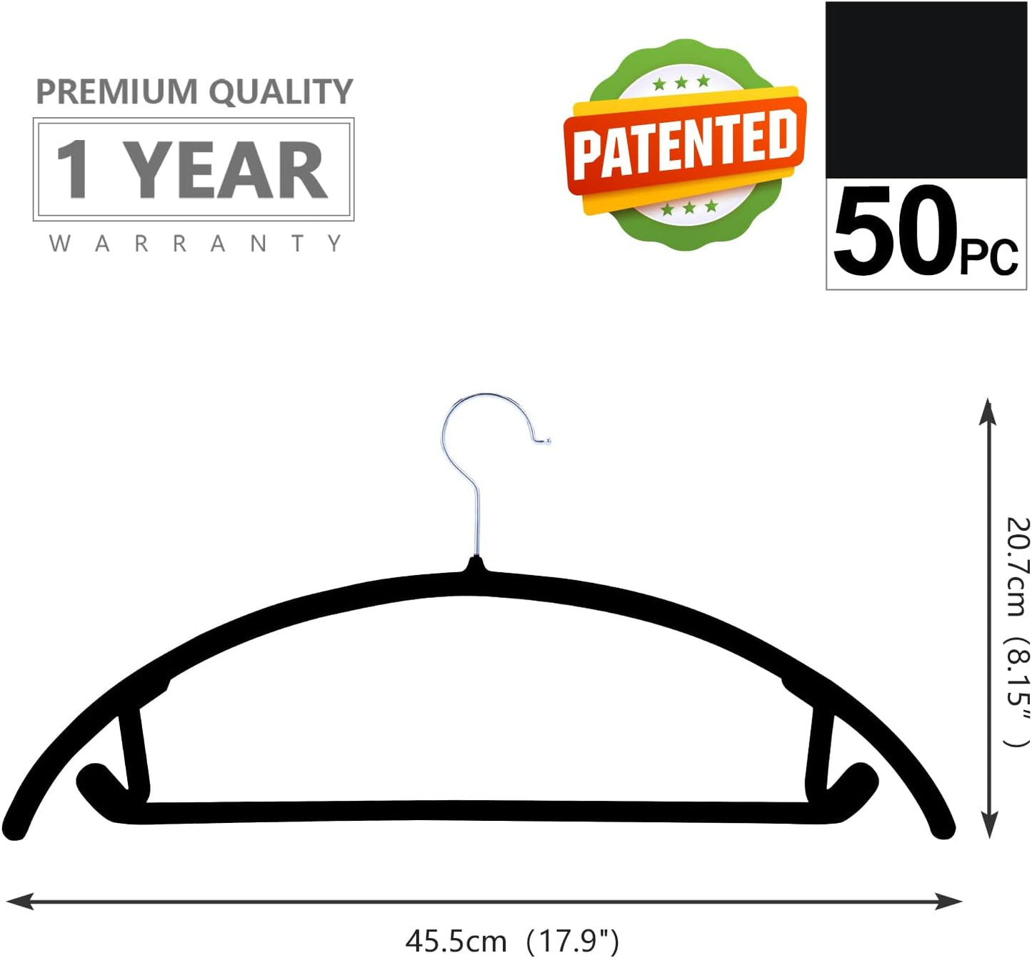 MIZGI Premium Velvet Hangers - Heavy-Duty Non-Slip Suit Hangers with Chrome Hooks | 50 Pack for Coats, Sweaters, and Pants