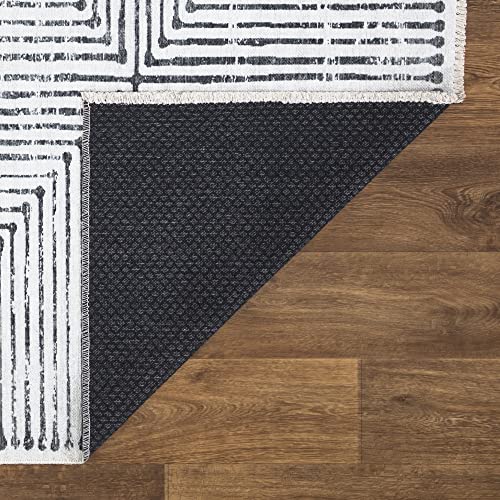 Bloom Rugs Caria 5x7 Ivory & Black Washable Non-Slip Area Rug for Living Room