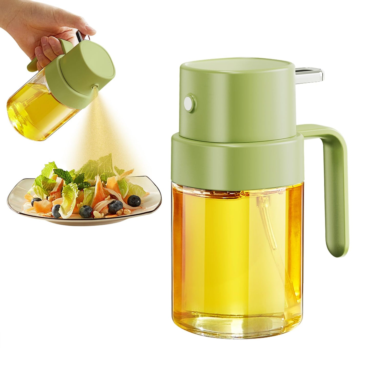 YARRAMATE Mini Oil Sprayer for Cooking, 6.8 OZ/ 200 ML Premium Oil Spray Bottle for Kitchen, Food-grade Olive Oil Sprayer, Portable Oil Mister for Air Fryer, kitchen, Outdoor BBQ and Camping (Green)