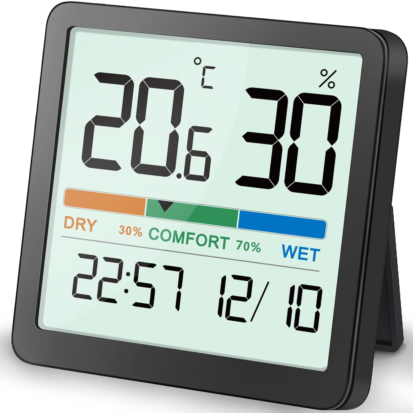 NOKLEAD Mini Digital Thermometer Hygrometer - Accurate Indoor Temperature & Humidity Monitor | Comfort Indicator & Clock