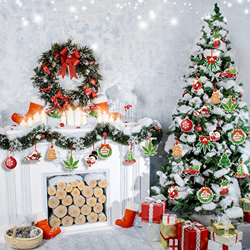 Amyhill 12-Pack Wooden Leaf Christmas Ornaments with Twine