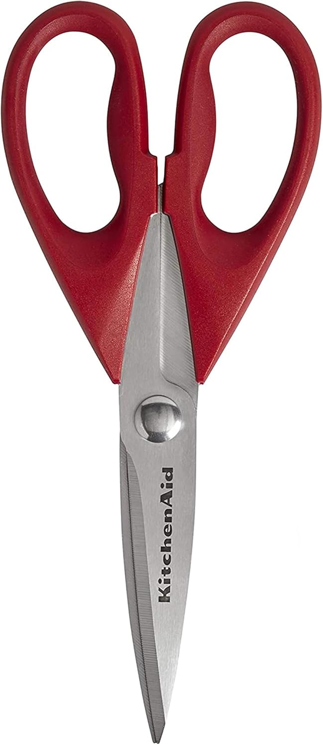 KitchenAid Kitchen Shears - Durable Stainless Steel Scissors with Protective Sheath, 8.72 Inch, Red
