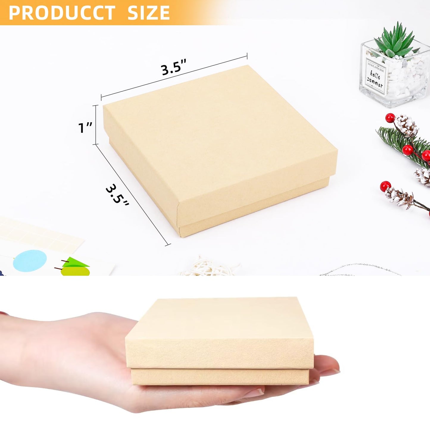 batifine Cardboard Jewelry Gift Boxes, 80 Pack 3.5x3.5x1 Inch, Bulk Cotton Filled Small Jewelry Boxes with Lids for Necklace Ring Bracelet Earring Display Box (Brown)