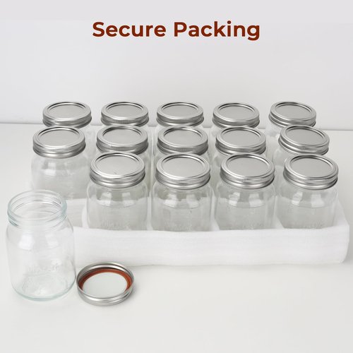 CycleMore 16oz 6 Pack Mason Glass Jars with Airtight Lids and Bands, Embossed Design Canning Jars, Pint Glass Jars for Pickling, Meal Prep, Freezing, Fermenting, Preserving, Jar Décor