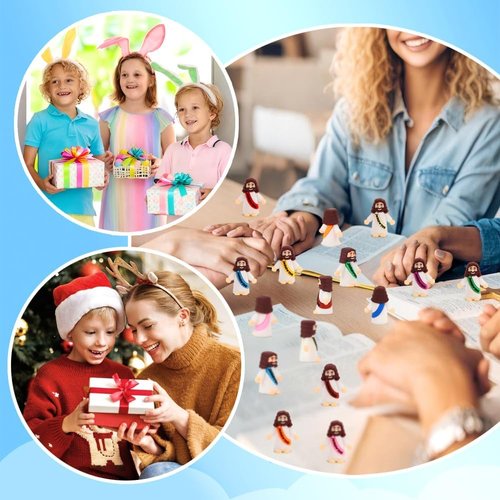 Fyjous Easter Egg Fillers - 90 Pack Mini Jesus Figurines for Basket Stuffers & Hide and Seek