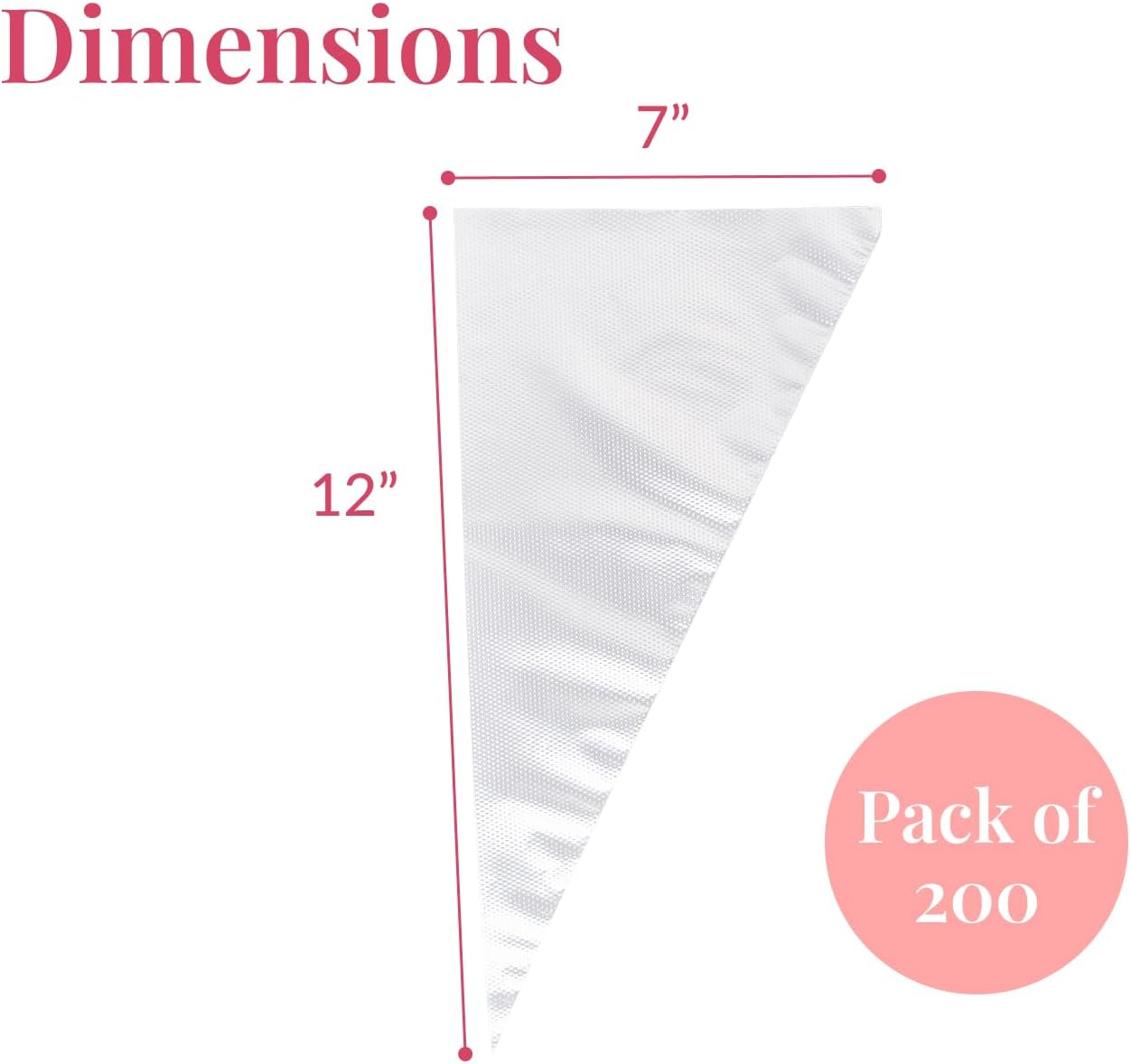 Prestee Anti-Burst Piping Bags - Durable 12 Inch Tipless Icing Bags for Pastry & Cookie Decorating - Set of 200