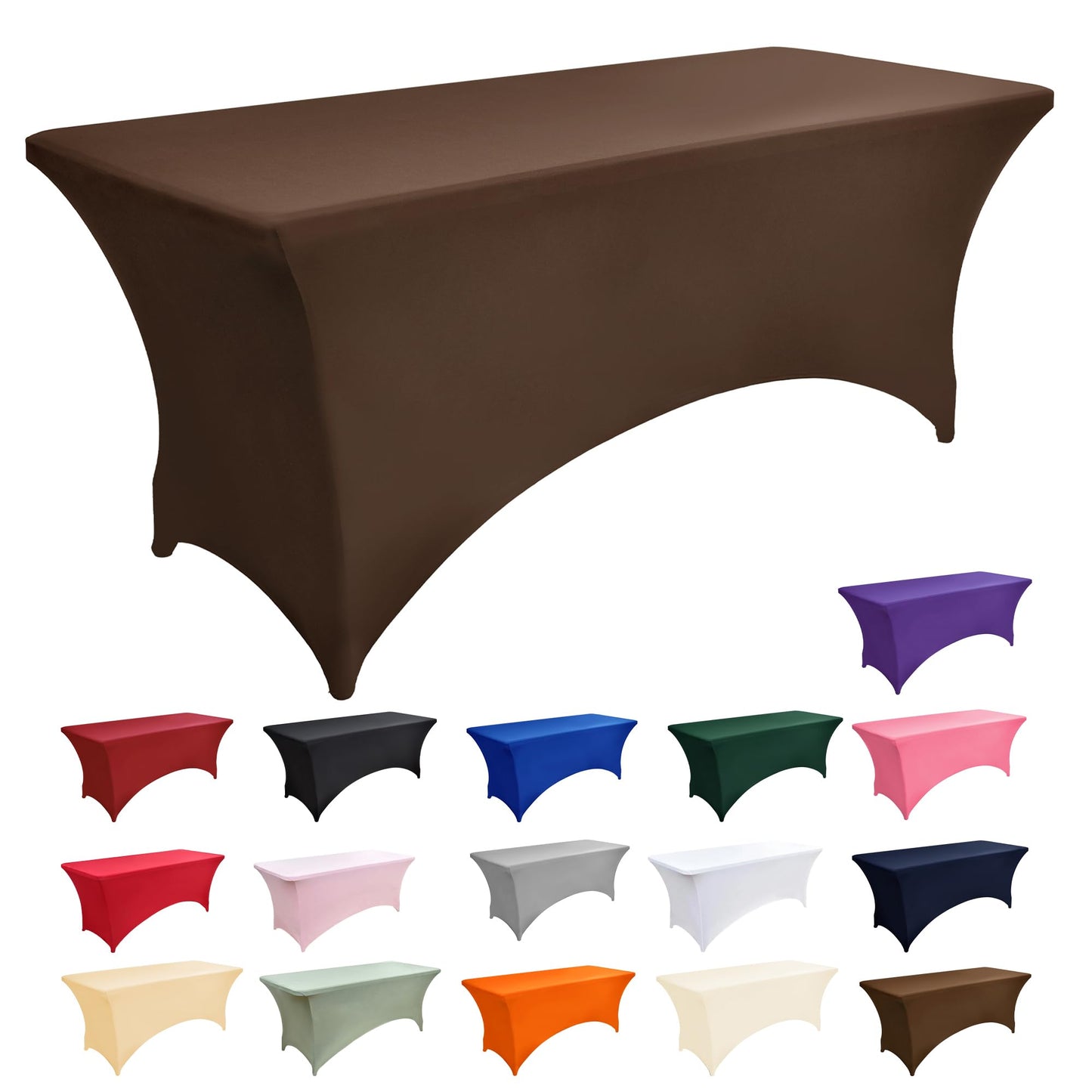 ZarzaaSik 6-Pack 6ft Spandex Table Covers for Rectangle Standard Folding Tables - Wrinkle Resistant Stretch Tablecloths - Ultimate Fitted Table Protector for Parties, Trade Shows, Wedding
