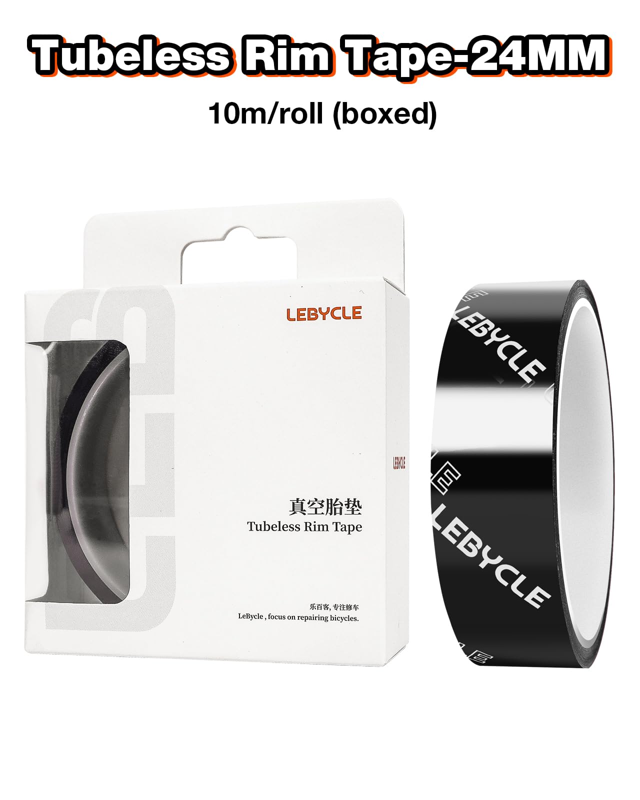 LEBYCLE Tubeless Rim Tape Black 21/24/27/30/33/36mm x 10m, Bike Rim Tape for Tubeless Road, Gravel & MTB Wheels – Strong Adhesive, Easy Clean Removal(24mm)