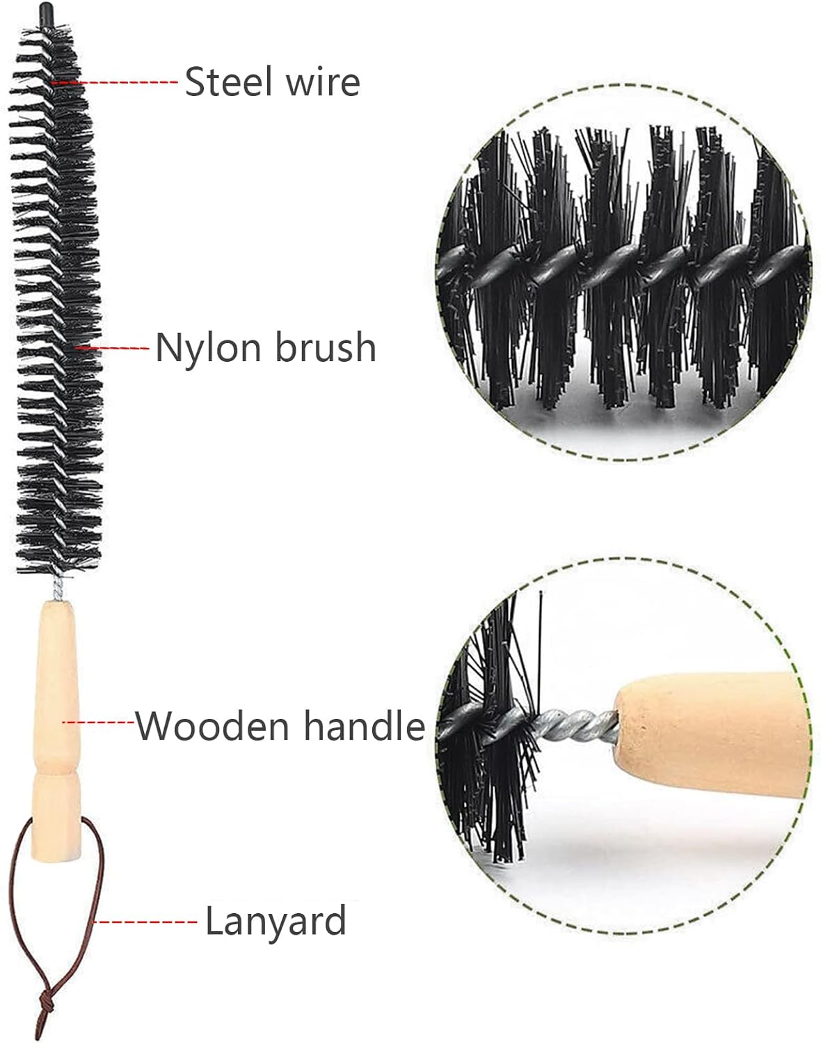 ZDHQLHJ Chimney Brush Cleaning Kit - 15 Pieces with 12 Flexible Nylon Rods for Efficient Fireplace & Duct Cleaning