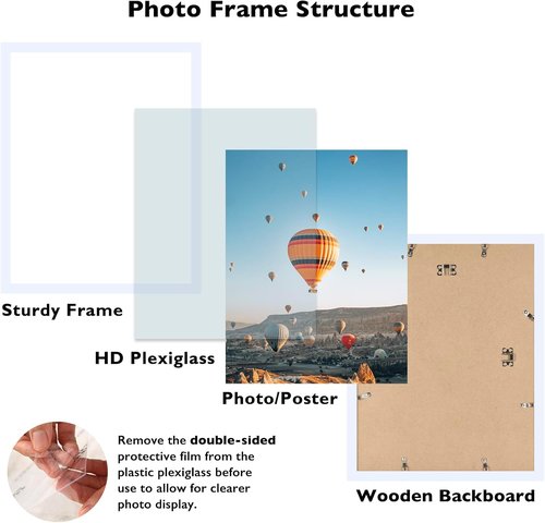 JCJMY 14x19 Picture Frame - White Wall Hanging Frame with Shatter-Resistant Plexiglass | Versatile Mounting Options