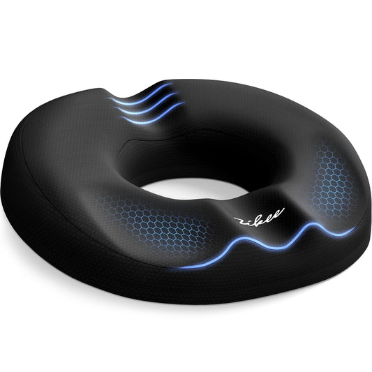 ZIKEE Donut Pillow Seat Cushion for Tailbone Pain, Hemorrhoid Pillow with Pressure Relief Hole & Thigh Slope Design for Postpartum & Post Surgery Sitting Relief, Donut Seat Cushion for Office & Home