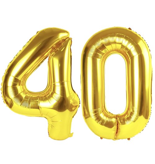 Gold Number 40 Balloon 40 inch, 40 Number Balloons, 40th Gold Birthday Decorations, 40 Year Old Women Men Golden Party Supplies
