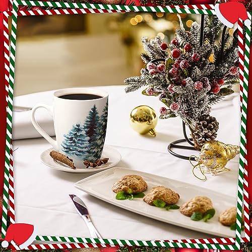 Suttmin 4-Pack Christmas Tree Ceramic Coffee Mugs 12 oz Holiday Gift Set