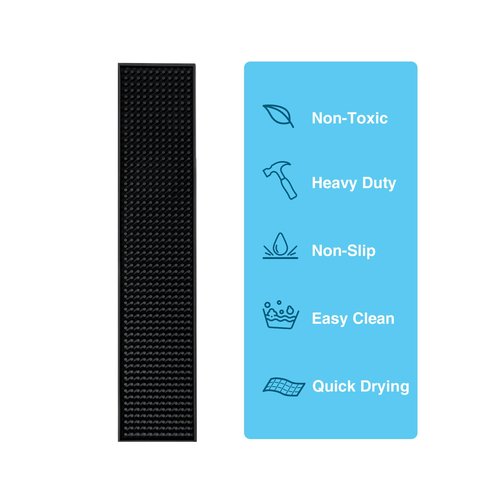 BARsics 17.5x3.5 inches Long PVC Bar Rail Mat Non-Slip Serving Spill Mat (Pack of 2)
