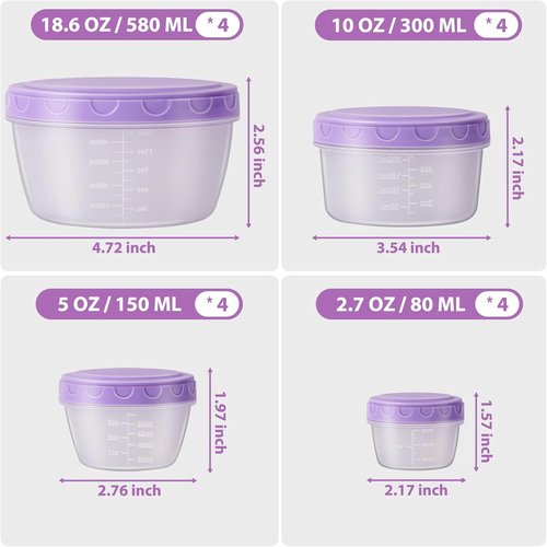 32 PCS Freezer Storage Containers - BPA-Free Plastic Soup Jars with Lids | Leakproof & Microwave Safe