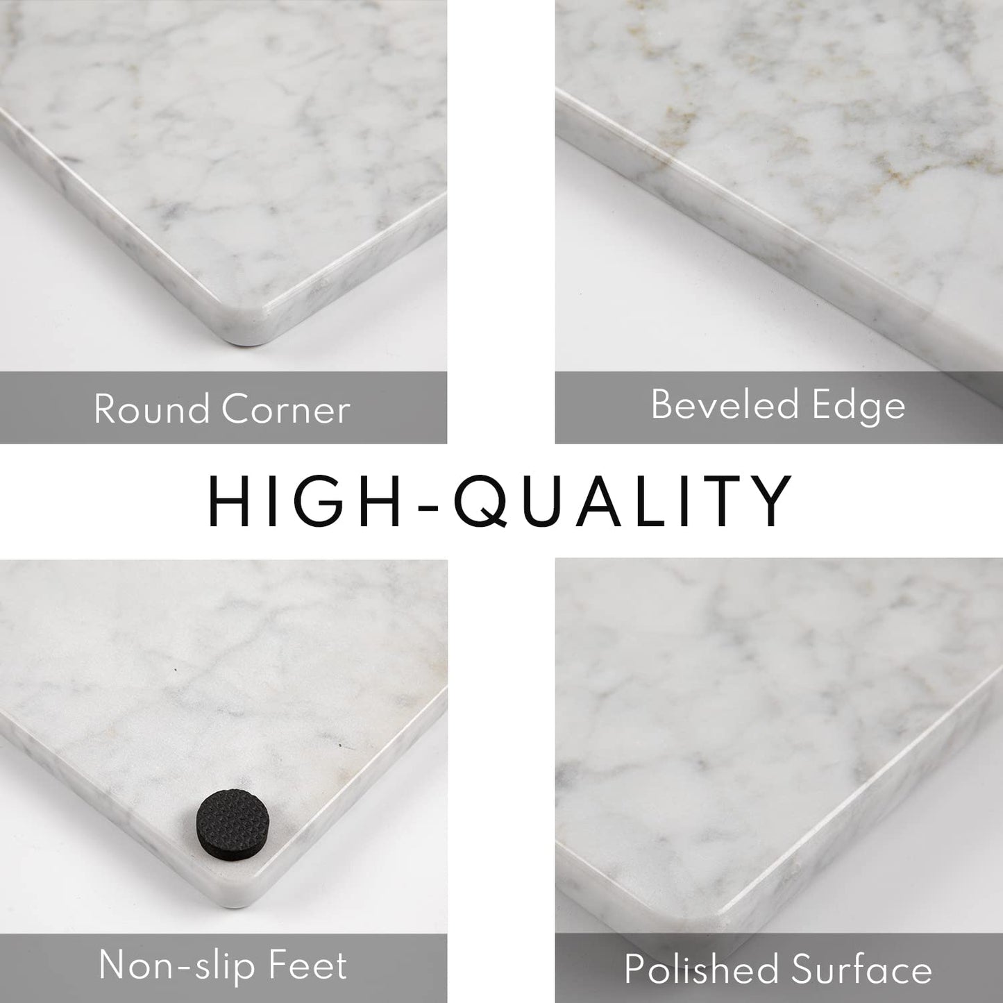 Lovdeco Marble Cutting Board, Pastry Board For Kitchen, Carrara White Marble Slab Gift With Non-Slip Feets, 12x20 Inch, 1 Piece